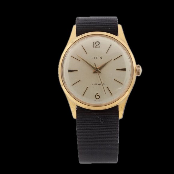 Vintage Elgin 8903 Sunburst Men's Mechanical Wristwatch 720 France Gold Tone - Picture 1 of 5